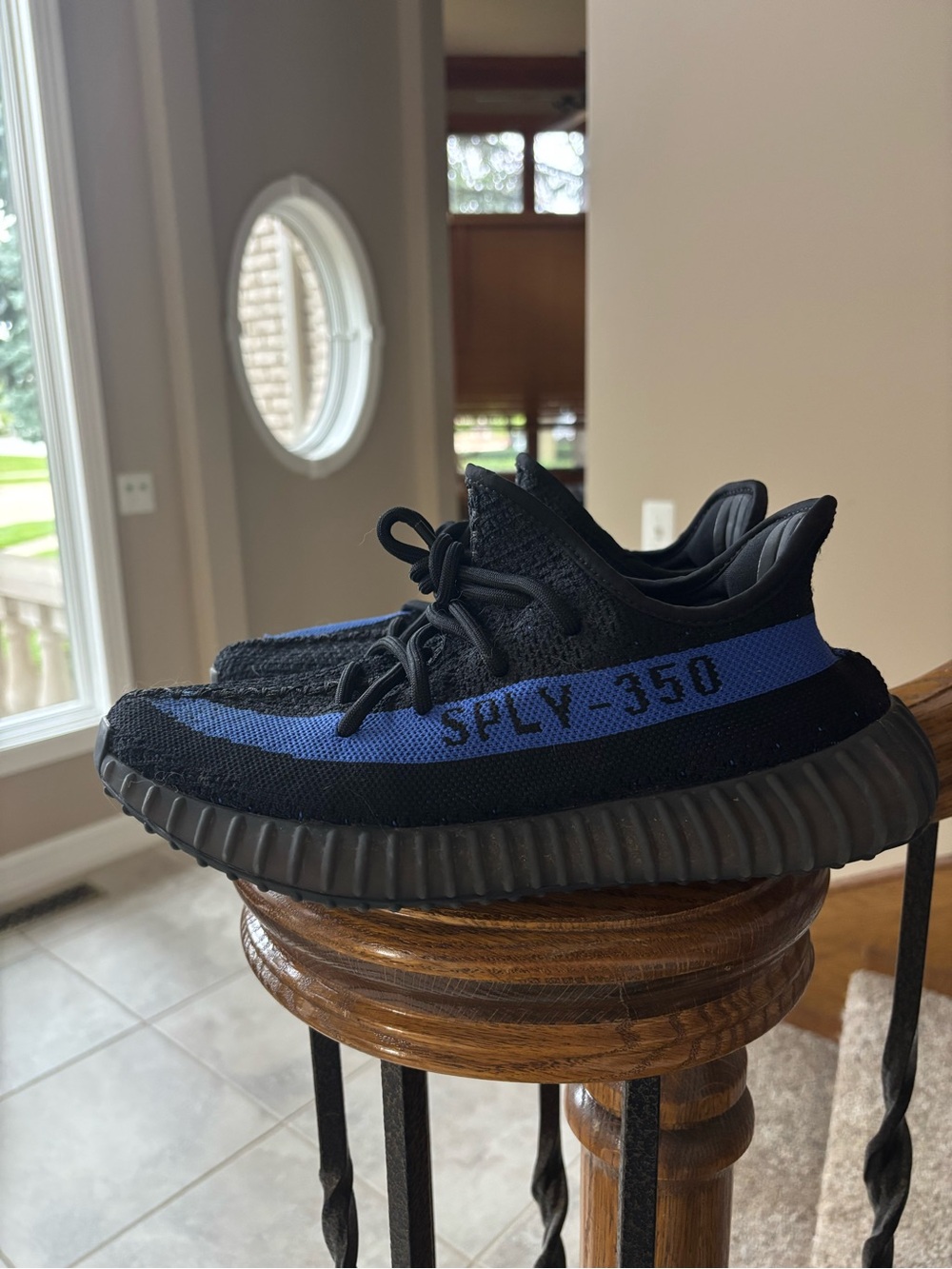 Yeezy Boost 350 V2 Black with Blue Stripe Sneakers